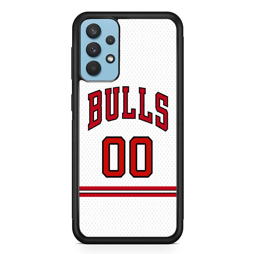 Chicago Bulls Red Line Jersey Samsung Galaxy A32 Case-Rubber Black (2D Case)-Oxvistore
