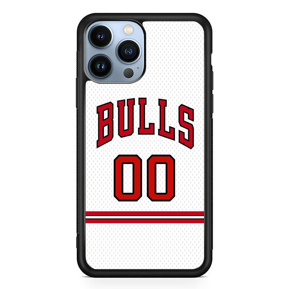Chicago Bulls Red Line Jersey iPhone 14 Pro Max Case-Rubber Black (2D Case)-Oxvistore