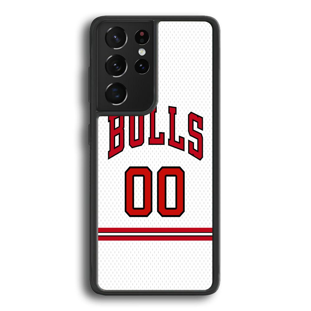 Chicago Bulls Red Line Jersey Samsung Galaxy S24 Ultra Case-Rubber Black (2D Case)-Oxvistore