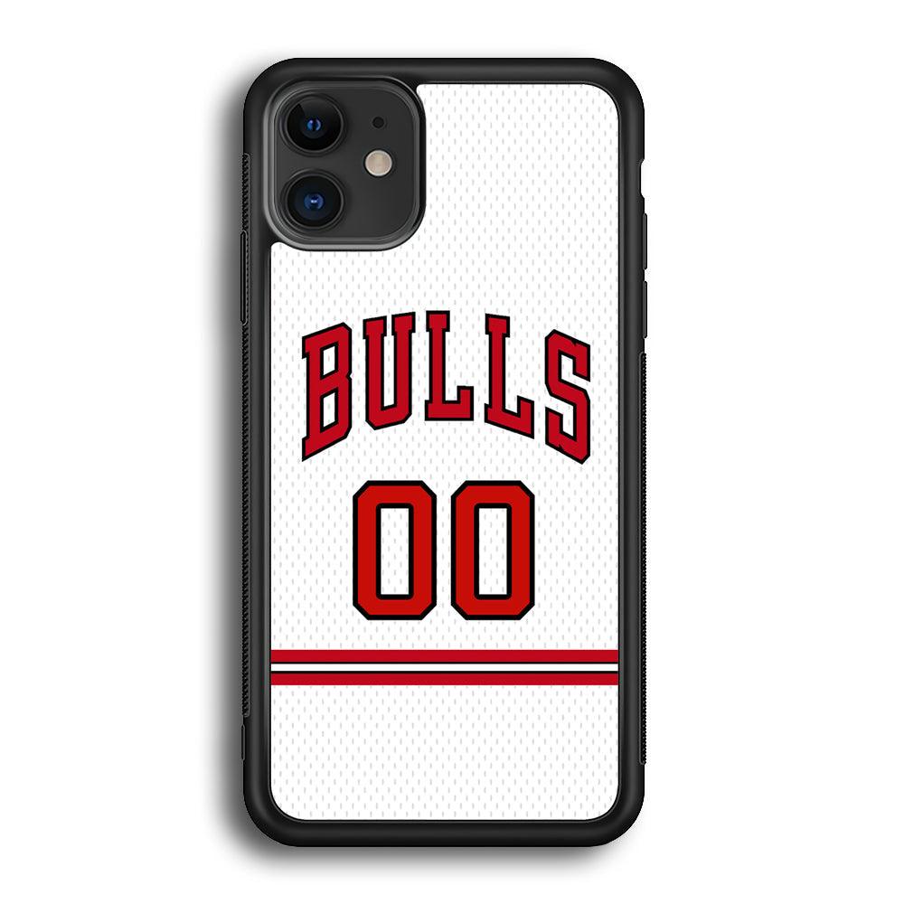 Chicago Bulls Red Line Jersey iPhone 12 Case-Rubber Black (2D Case)-Oxvistore