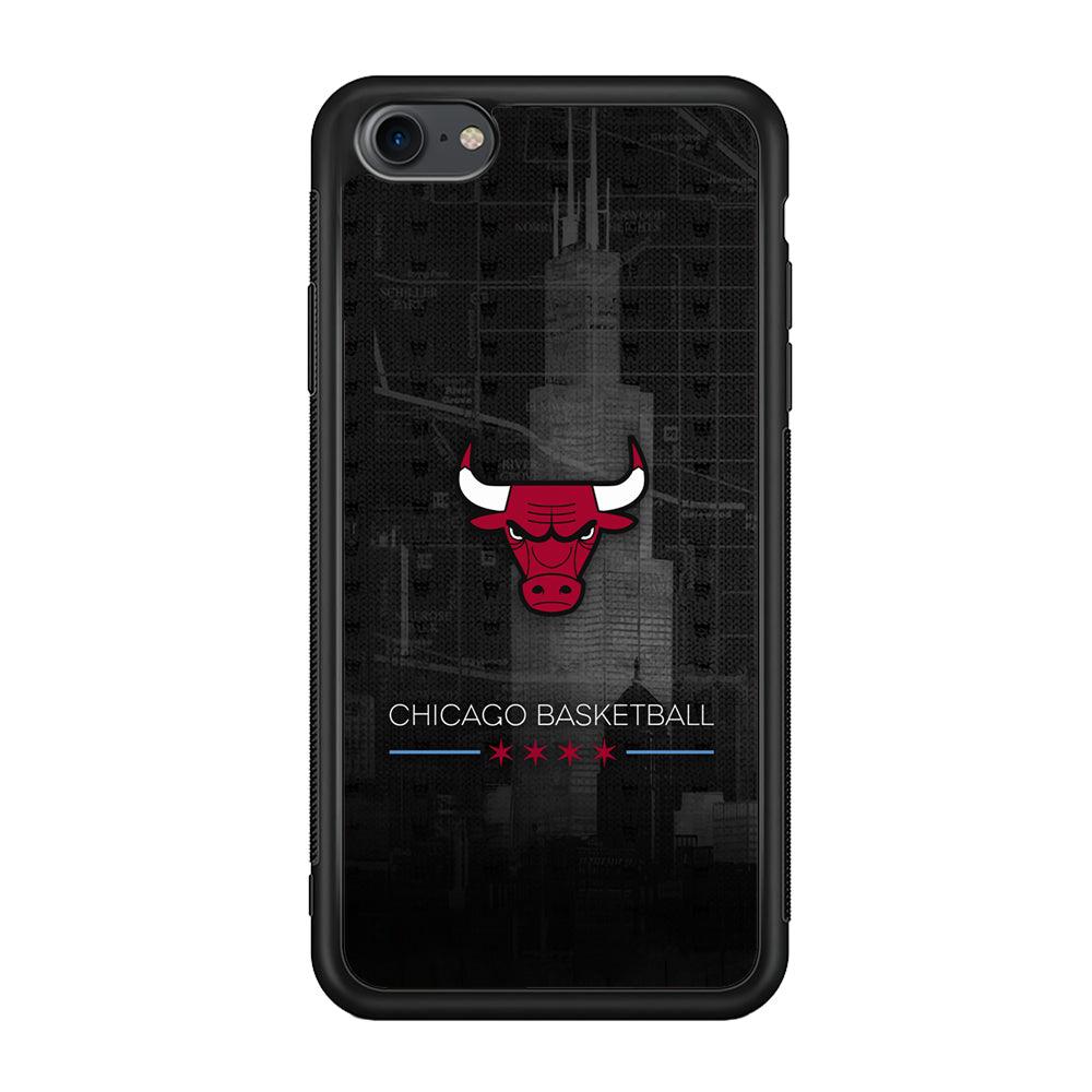 Chicago Bulls Soul of The City iPhone 8 Case-Rubber Black (2D Case)-Oxvistore