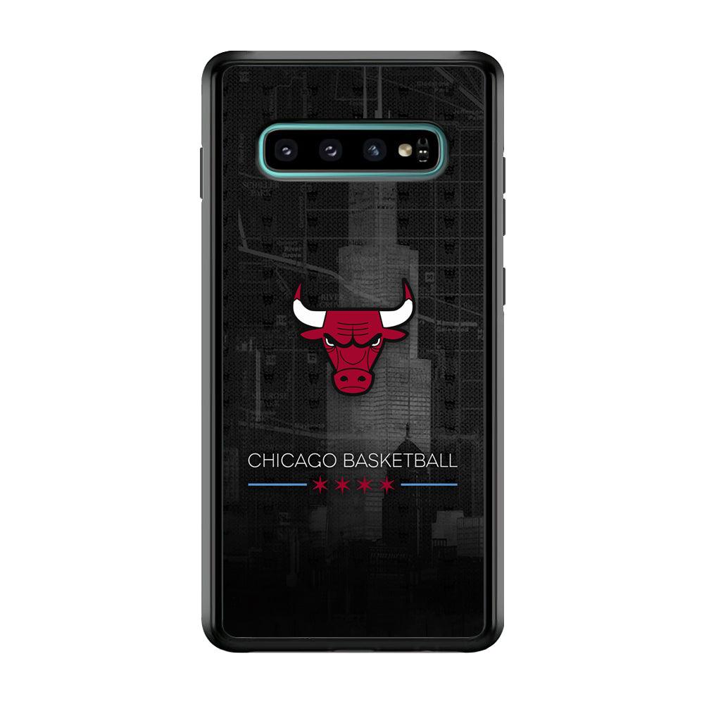 Chicago Bulls Soul of The City Samsung Galaxy S10 Case-Rubber Black (2D Case)-Oxvistore