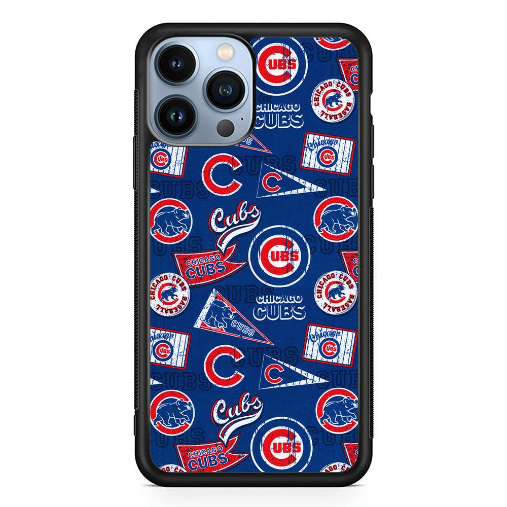 Chicago Cubs Retro 2D Rubber Phone Case-Black-Oxvistore