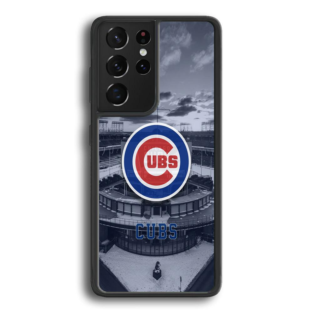 Chicago Cubs Season of Winter Samsung Galaxy S22 Ultra Case-Rubber Black (2D Case)-Oxvistore
