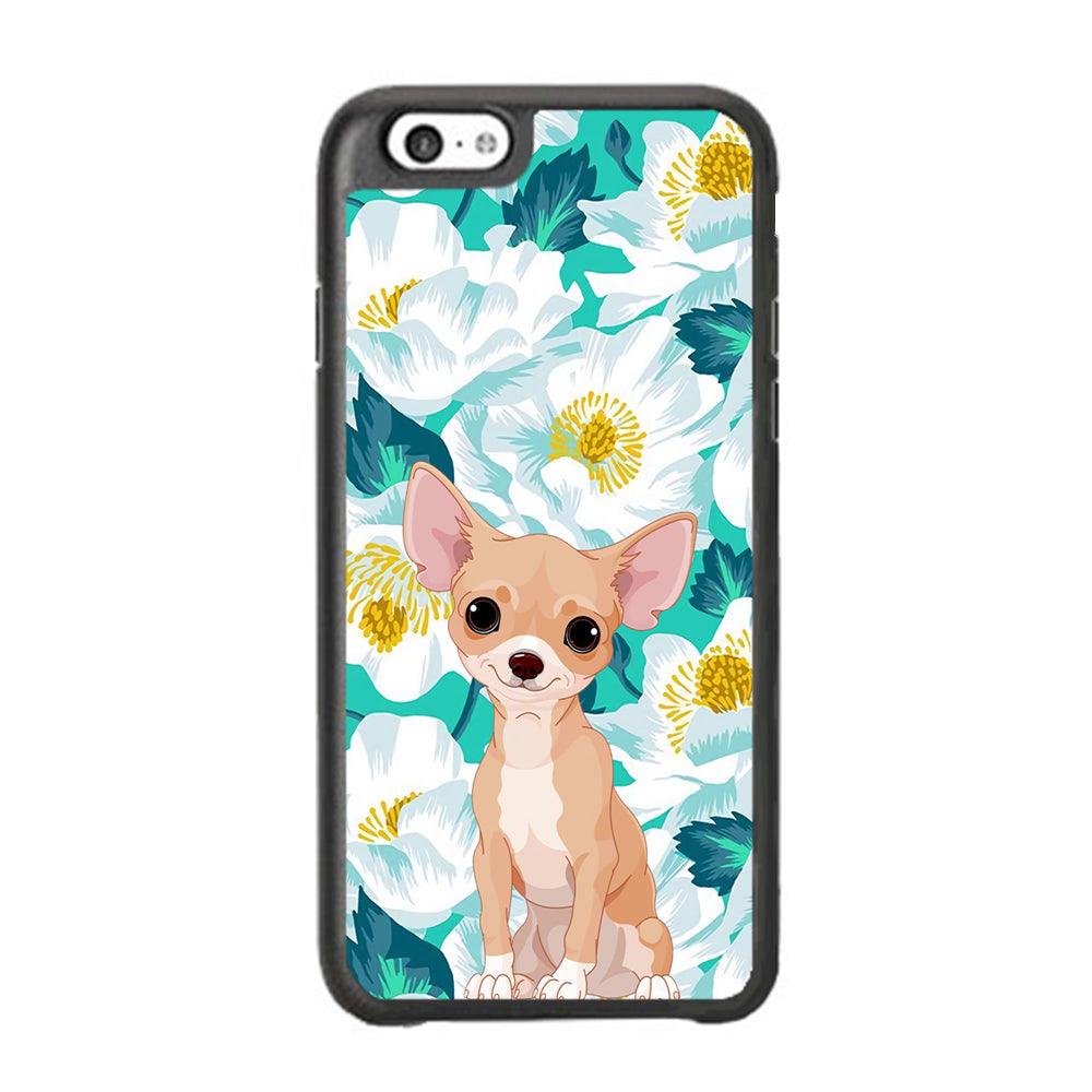 Chihuahua Dog and Flower Blue iPhone 6 Plus | 6s Plus Case-Rubber Black (2D Case)-Oxvistore
