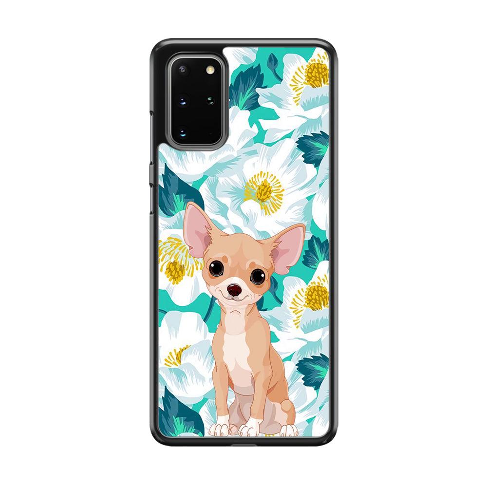 Chihuahua Dog and Flower Blue Samsung Galaxy S20 Plus Case-3D Case-Oxvistore