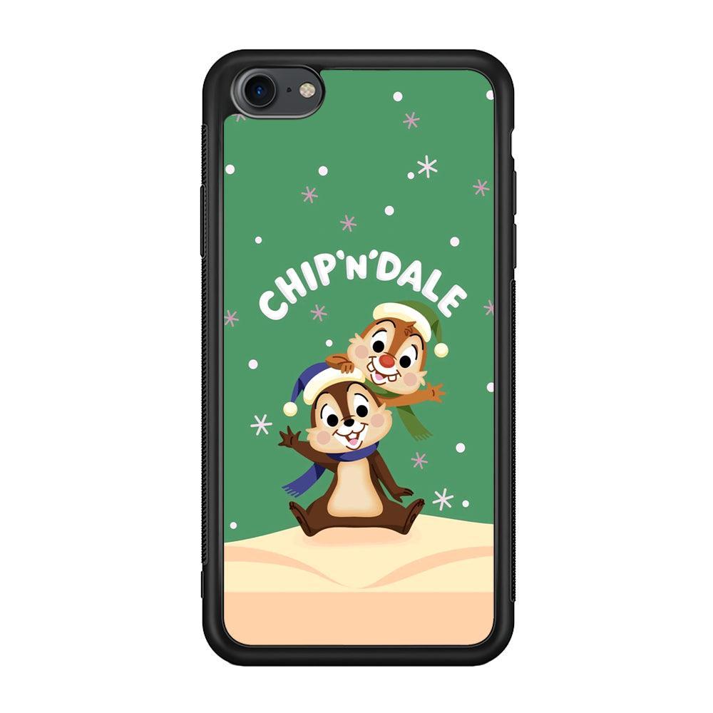 Chip N Dale Snow Night iPhone 8 Case-Rubber Black (2D Case)-Oxvistore
