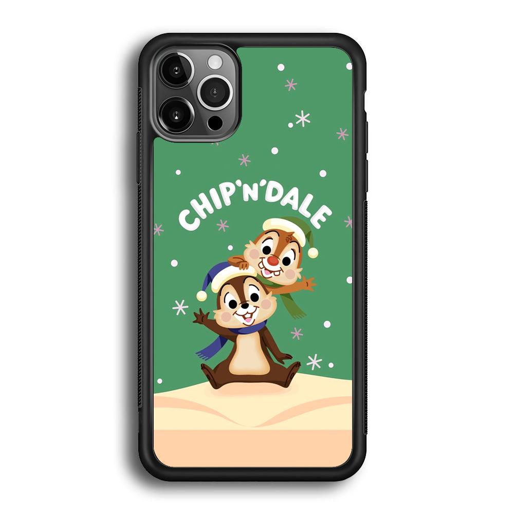 Chip N Dale Snow Night iPhone 12 Pro Case-Rubber Black (2D Case)-Oxvistore