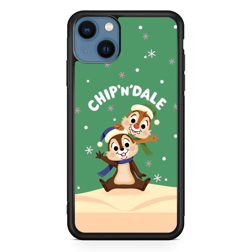 Chip N Dale Snow Night iPhone 13 Case-Rubber Black (2D Case)-Oxvistore