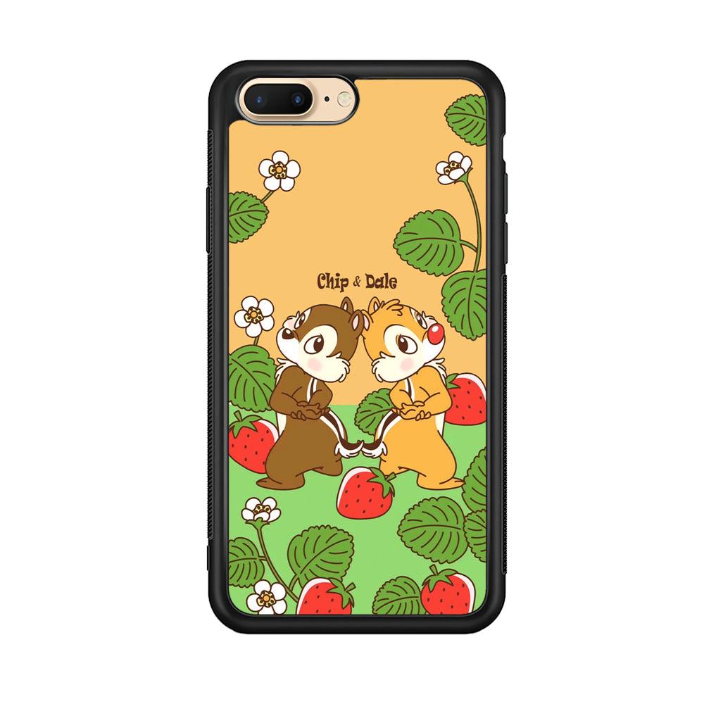 Chip N Dale Strawberry Field iPhone 7 Plus Case-Rubber Black (2D Case)-Oxvistore