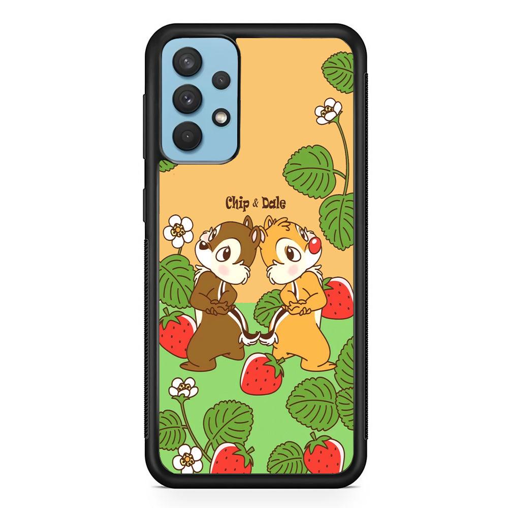 Chip N Dale Strawberry Field Samsung Galaxy A32 Case-Rubber Black (2D Case)-Oxvistore