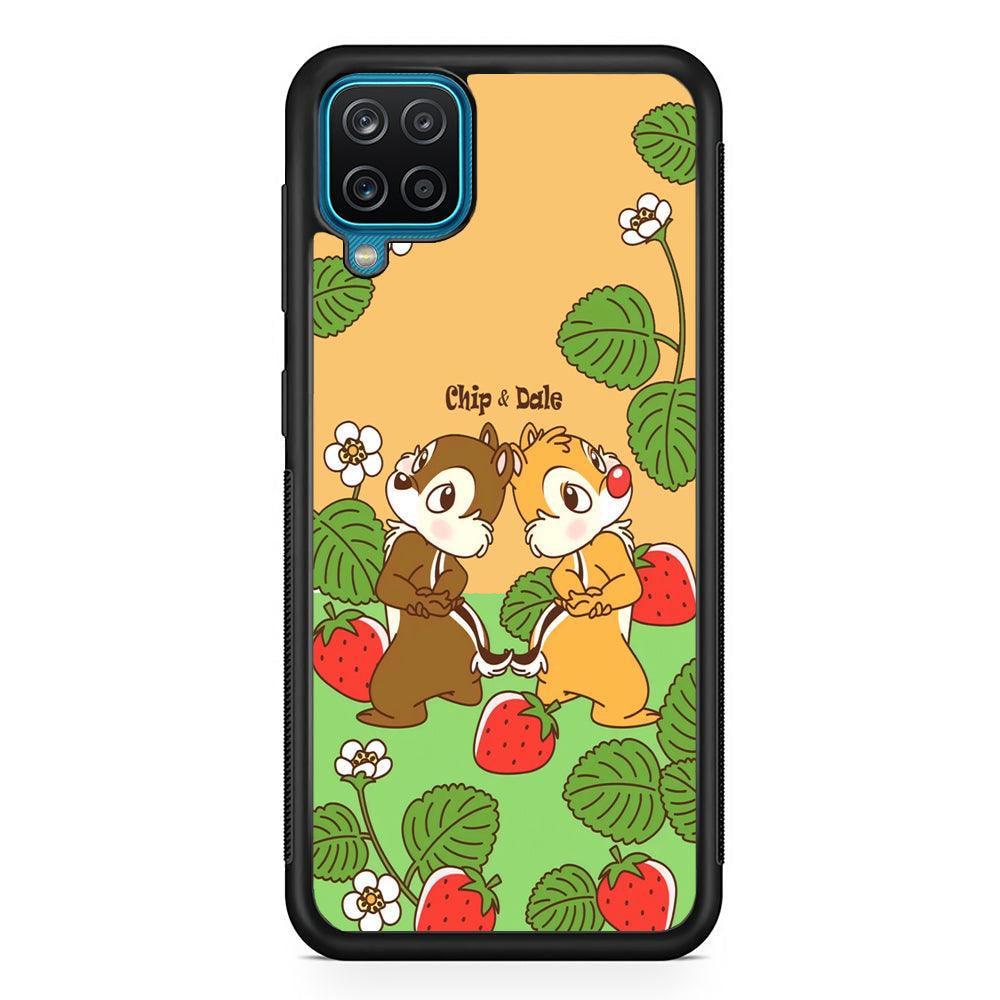 Chip N Dale Strawberry Field Samsung Galaxy A12 Case-Rubber Black (2D Case)-Oxvistore