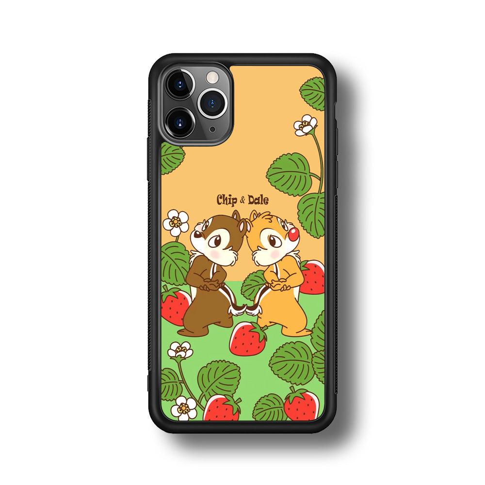 Chip N Dale Strawberry Field iPhone 11 Pro Case-Rubber Black (2D Case)-Oxvistore