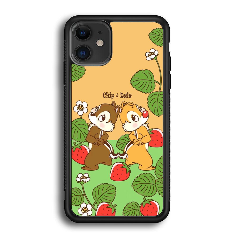 Chip N Dale Strawberry Field iPhone 12 Case-Rubber Black (2D Case)-Oxvistore