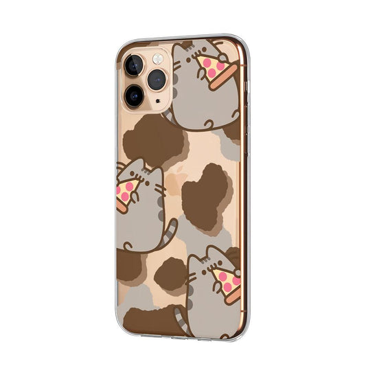 Chubby Cat with a Slice of Pizza Clear Soft Case-Oxvistore