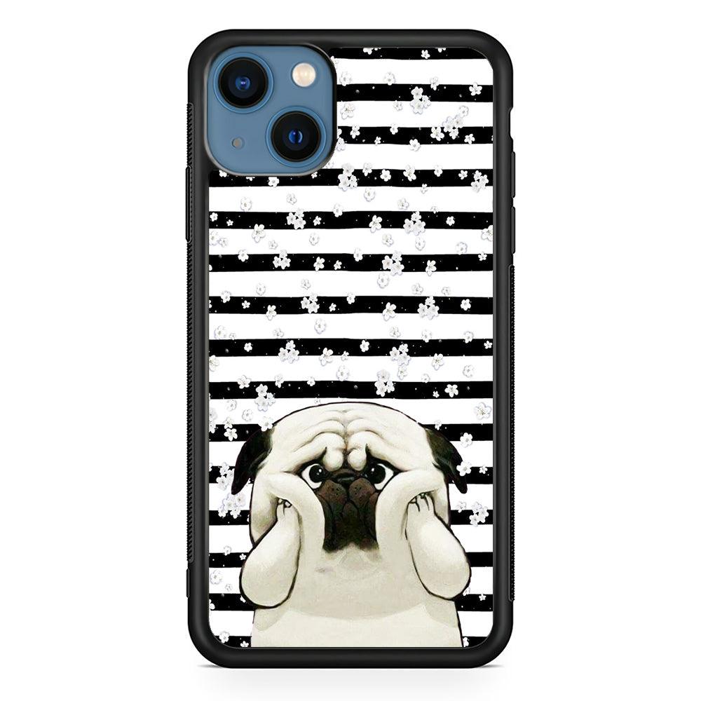Chubby Face Pug iPhone 13 Case-Rubber Black (2D Case)-Oxvistore