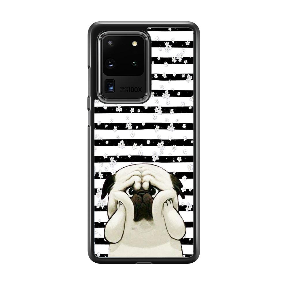 Chubby Face Pug Samsung Galaxy S20 Ultra Case-Rubber Black (2D Case)-Oxvistore