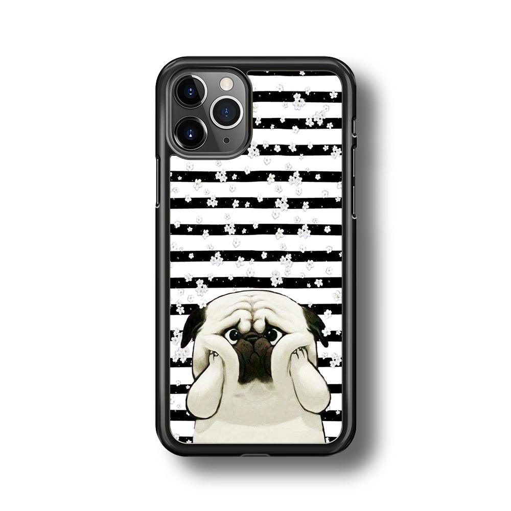 Chubby Face Pug iPhone 11 Pro Max Case-Rubber Black (2D Case)-Oxvistore