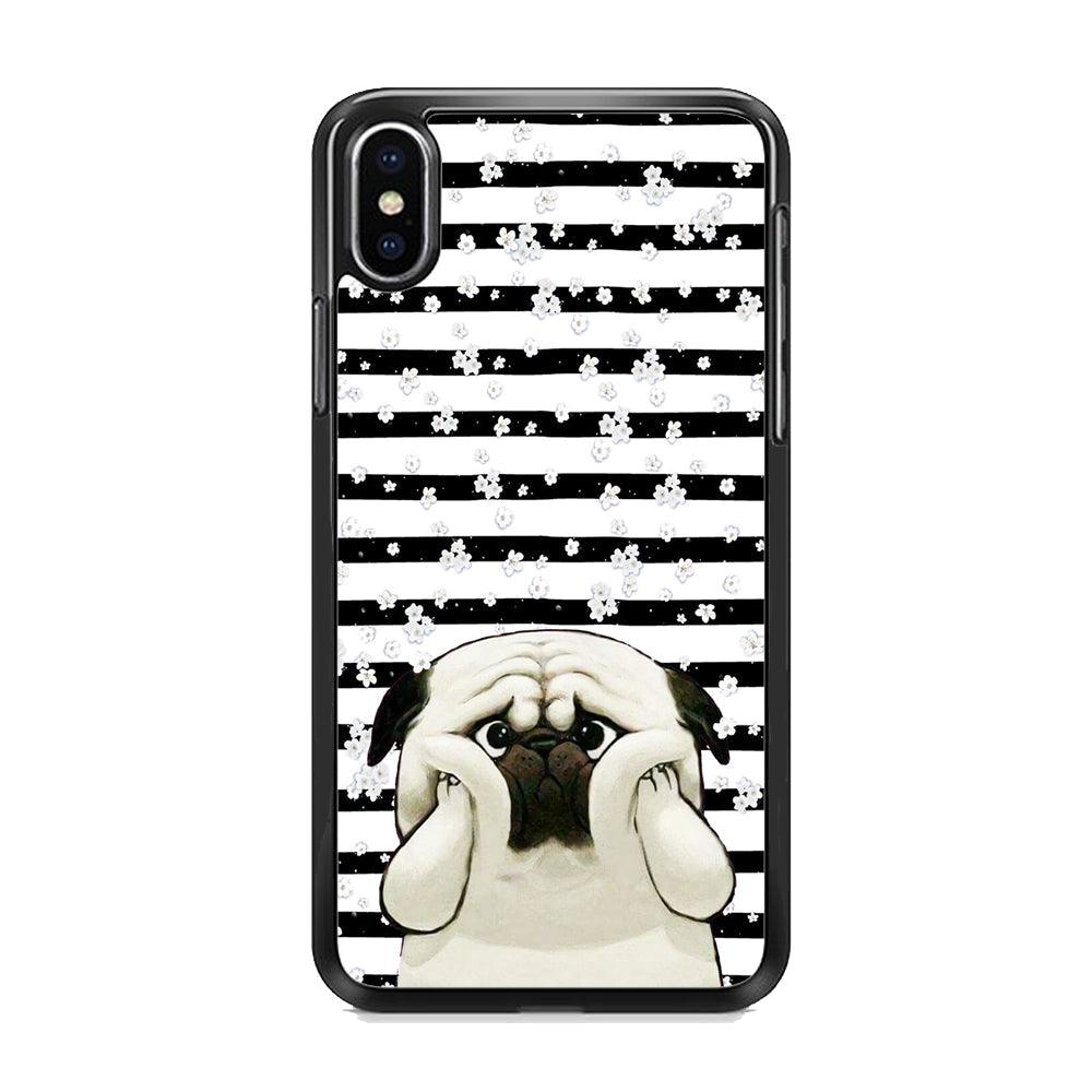 Chubby Face Pug iPhone X Case-Rubber Black (2D Case)-Oxvistore
