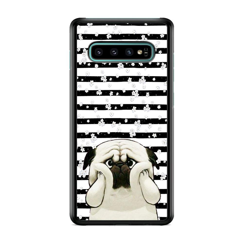 Chubby Face Pug Samsung Galaxy S10 Case-Rubber Black (2D Case)-Oxvistore