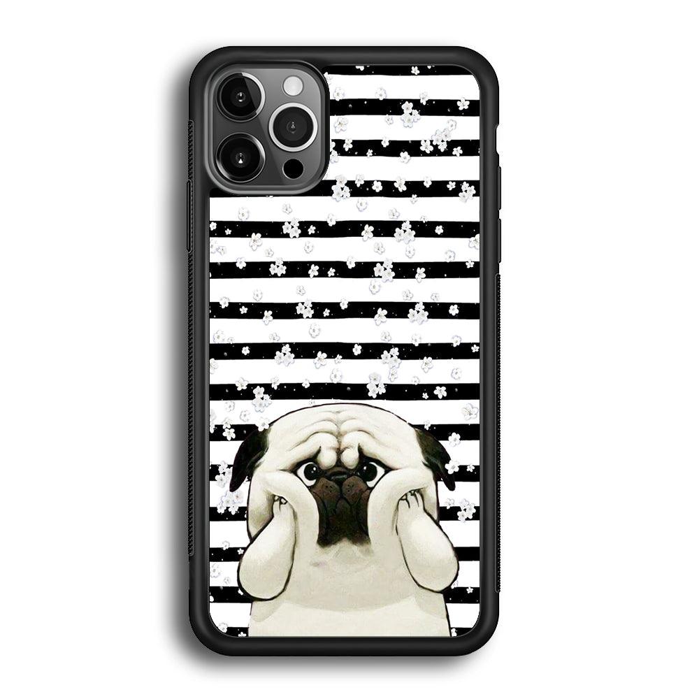 Chubby Face Pug iPhone 12 Pro Case-Rubber Black (2D Case)-Oxvistore