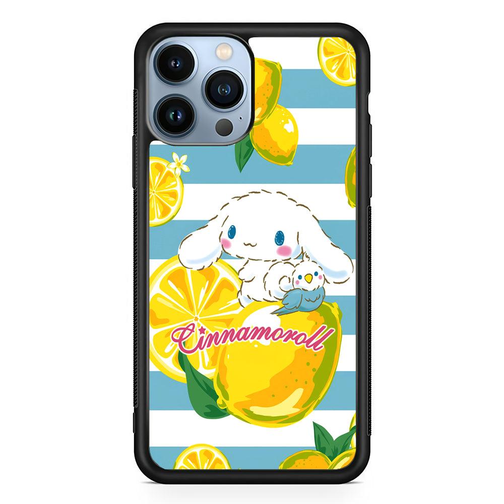 Cinnamoroll Lemons Blue Stripe 2D Rubber Phone Case-Black-Oxvistore