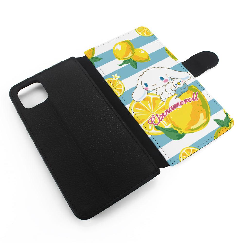 Cinnamoroll Lemons Blue Stripe Flip Wallet Phone Case-Oxvistore