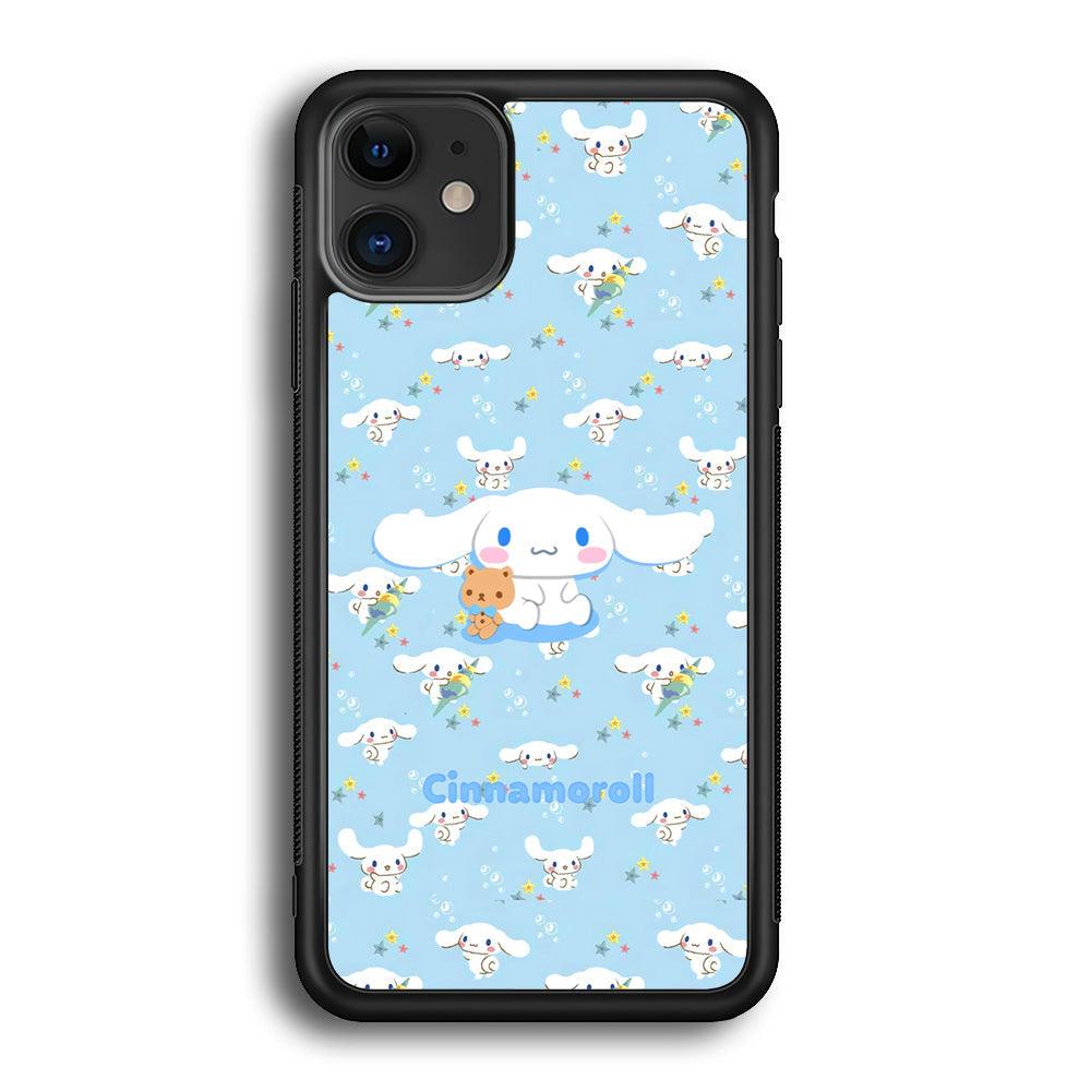 Cinnamoroll Sitting Playing Dolls iPhone 12 Case-Rubber Black (2D Case)-Oxvistore