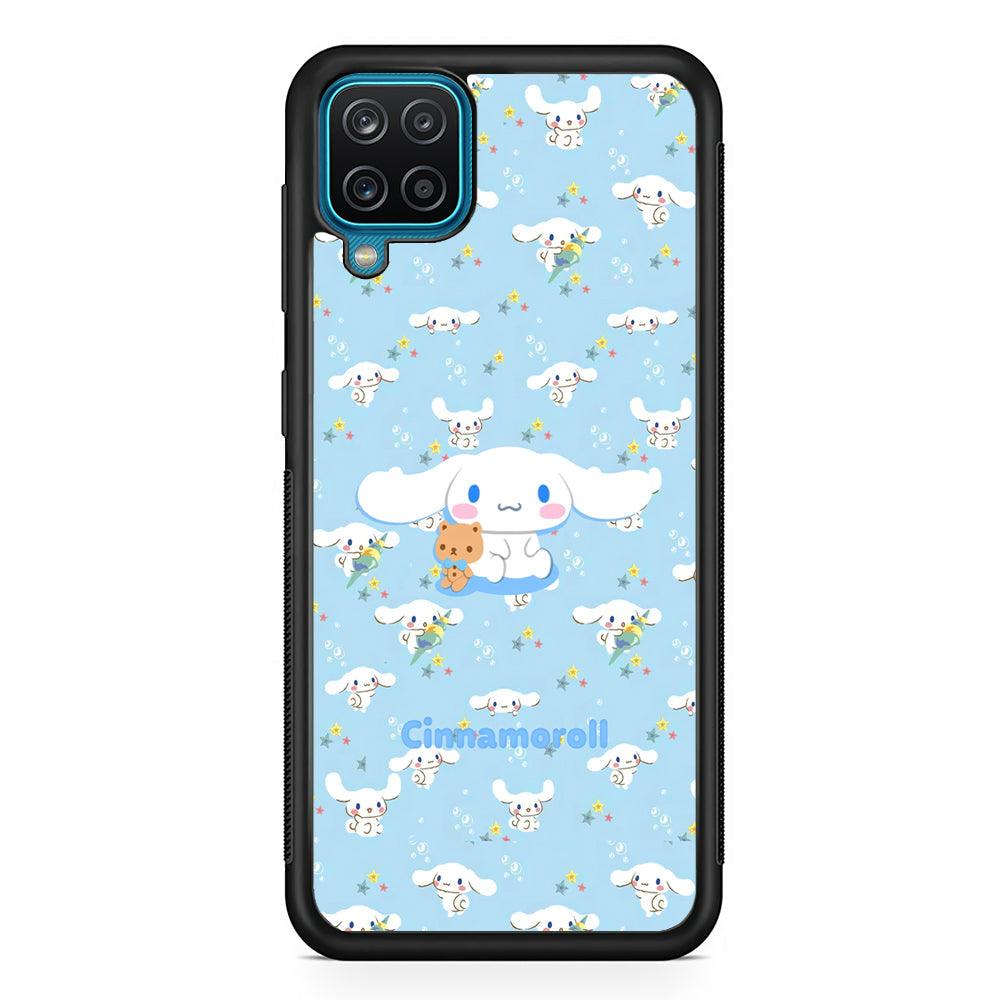 Cinnamoroll Sitting Playing Dolls Samsung Galaxy A12 Case-Rubber Black (2D Case)-Oxvistore