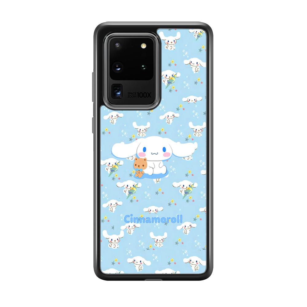 Cinnamoroll Sitting Playing Dolls Samsung Galaxy S20 Ultra Case-Rubber Black (2D Case)-Oxvistore
