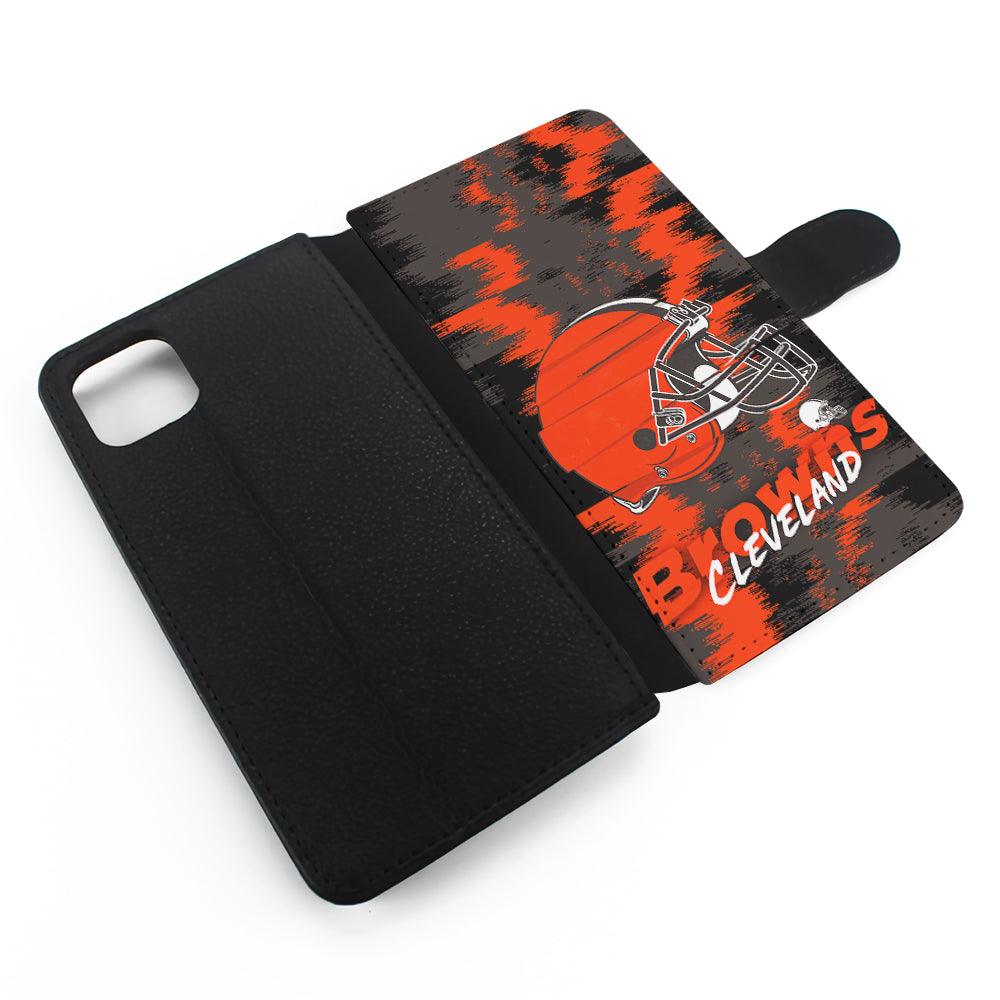 Cleveland Browns Abstract Color Flip Wallet Phone Case-Oxvistore