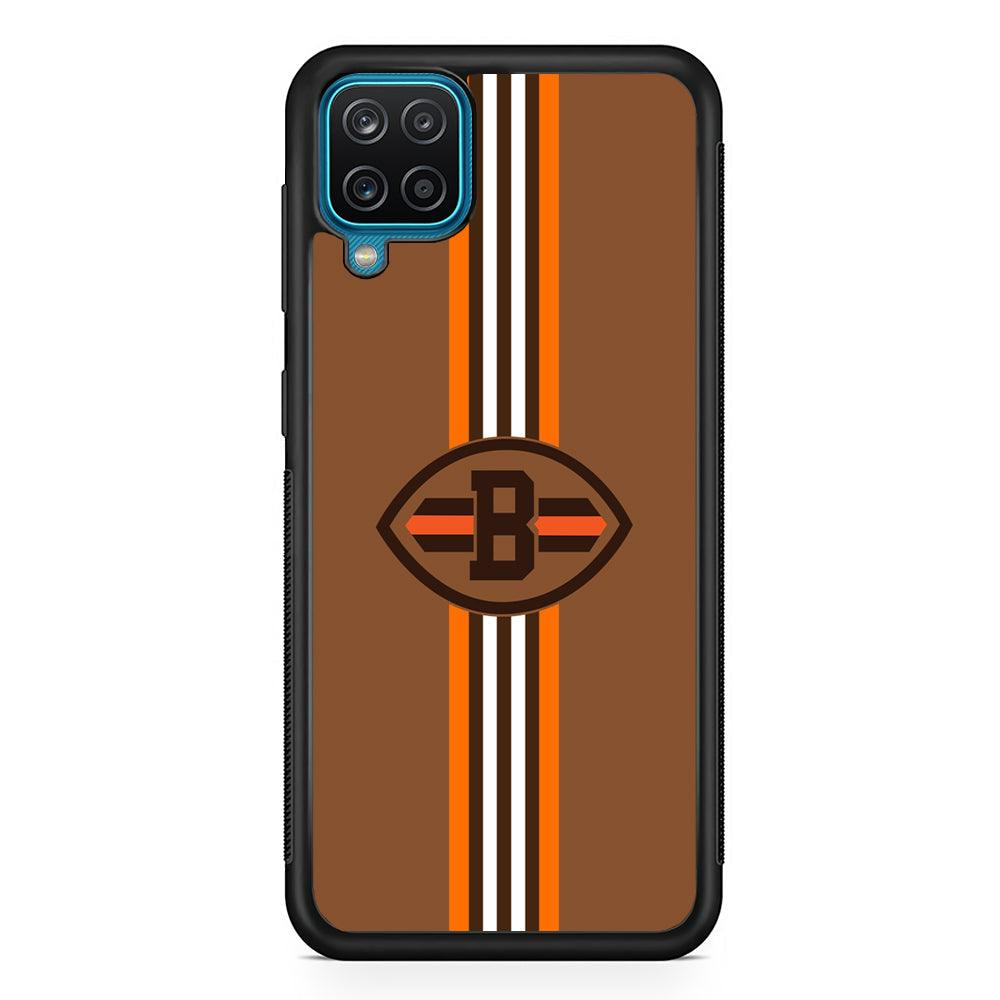 Cleveland Browns Strike Color Pennant Samsung Galaxy A12 Case-Rubber Black (2D Case)-Oxvistore