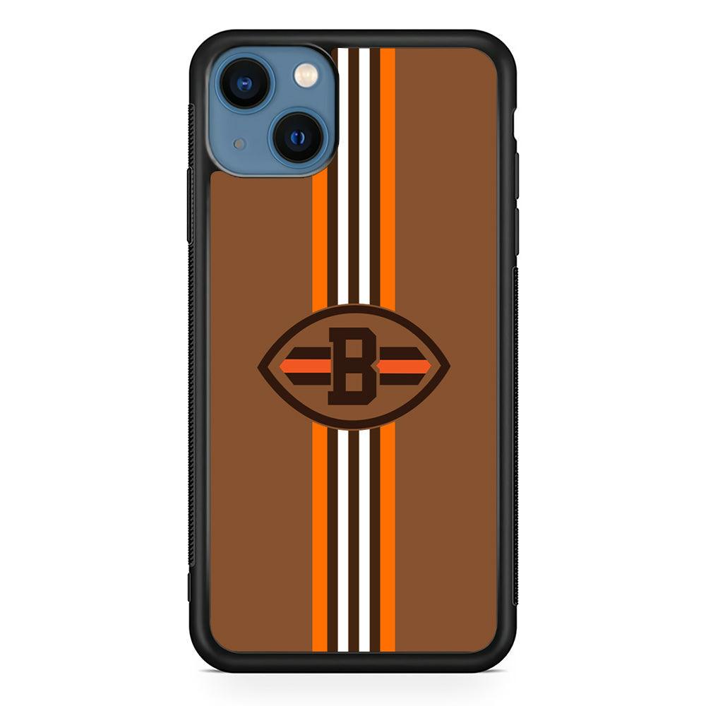 Cleveland Browns Strike Color Pennant iPhone 14 Plus Case-Rubber Black (2D Case)-Oxvistore