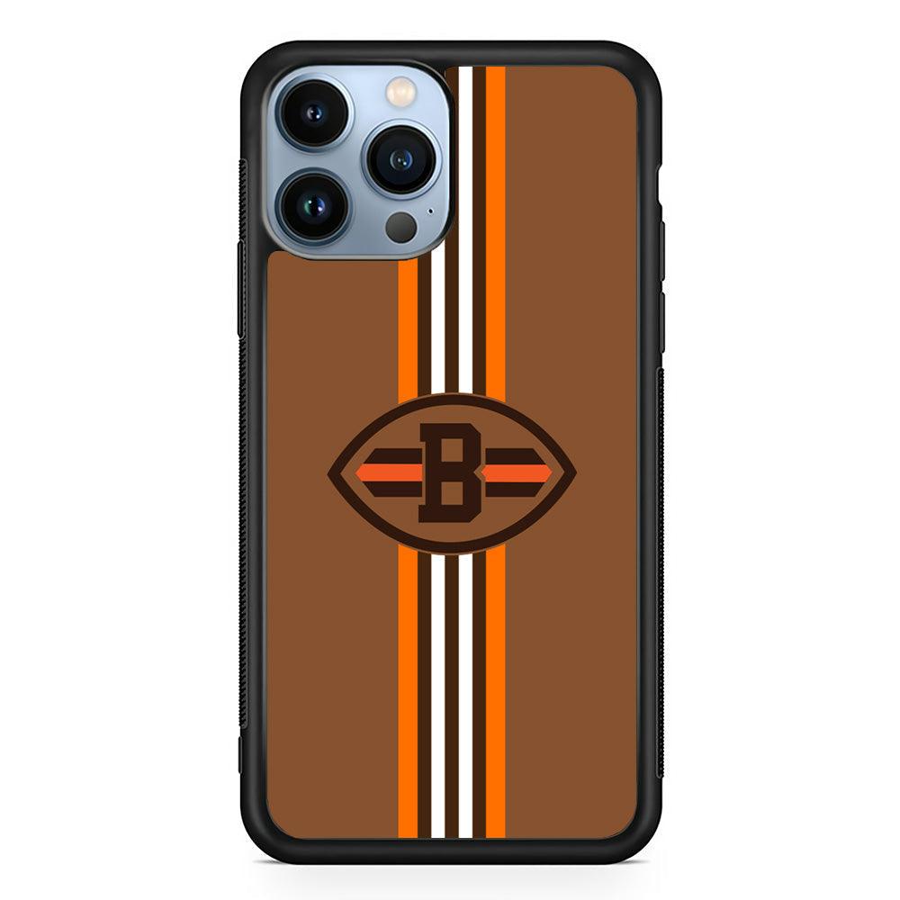 Cleveland Browns Strike Color Pennant iPhone 15 Pro Max Case-Rubber Black (2D Case)-Oxvistore