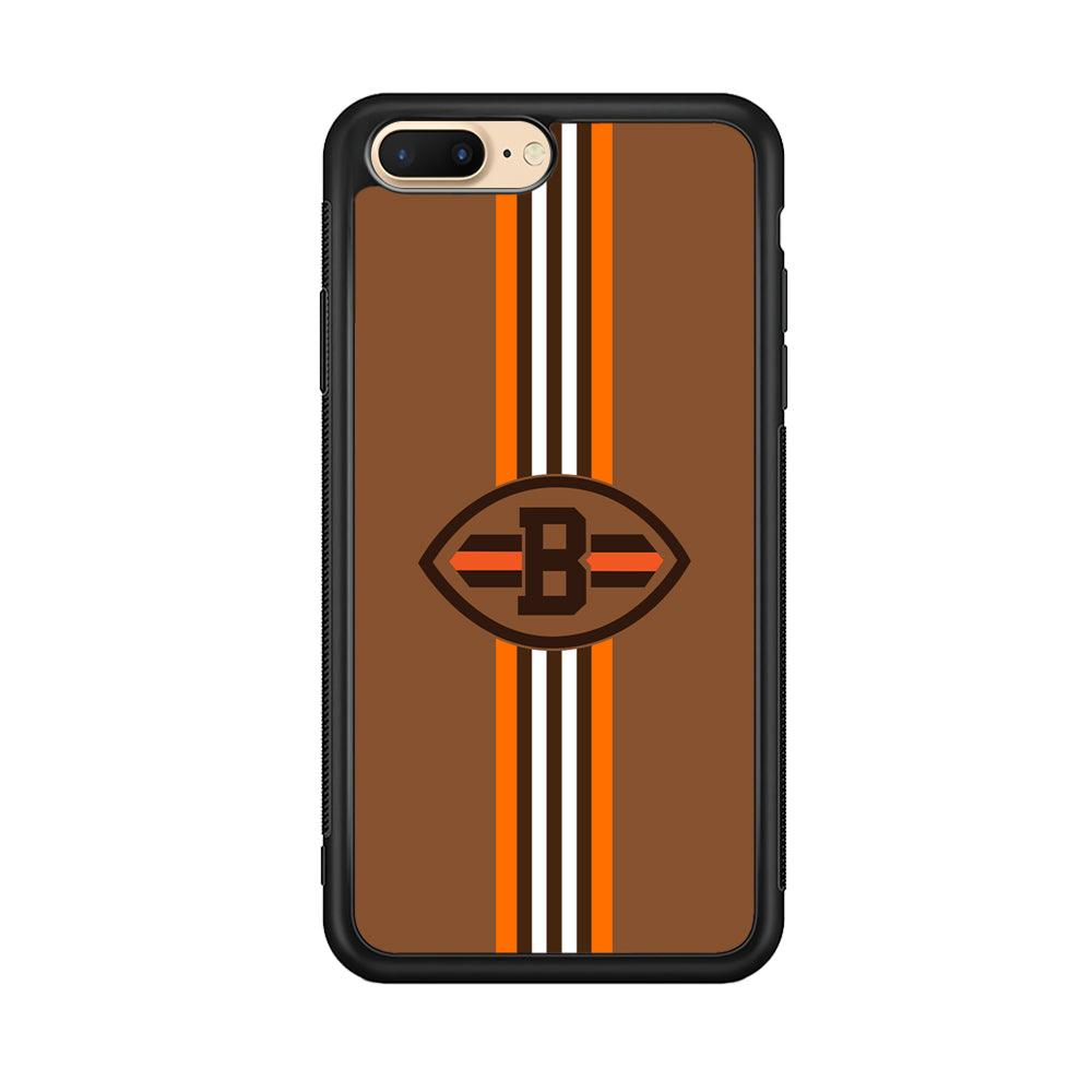Cleveland Browns Strike Color Pennant iPhone 8 Plus Case-Rubber Black (2D Case)-Oxvistore