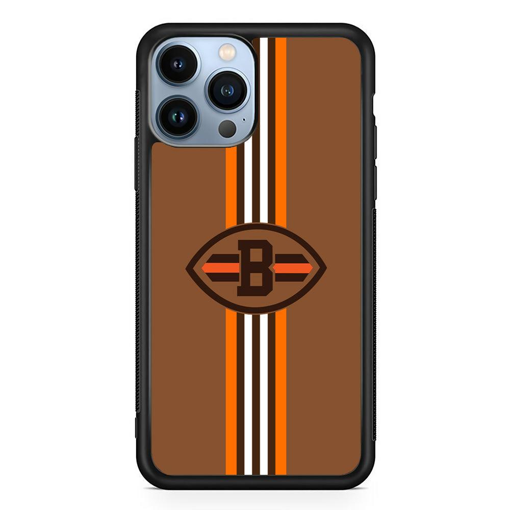 Cleveland Browns Strike Color Pennant iPhone 13 Pro Max Case-Rubber Black (2D Case)-Oxvistore