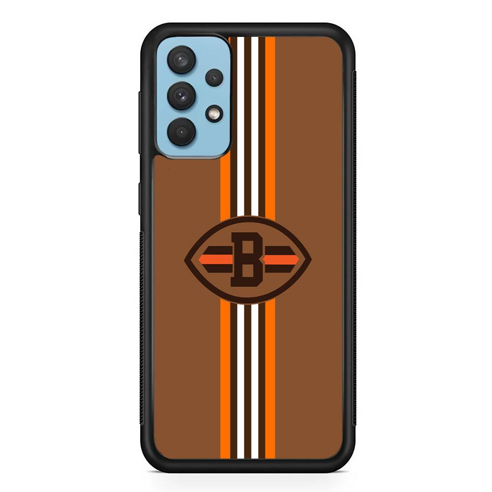 Cleveland Browns Strike Color Pennant Samsung Galaxy A32 Case-Rubber Black (2D Case)-Oxvistore