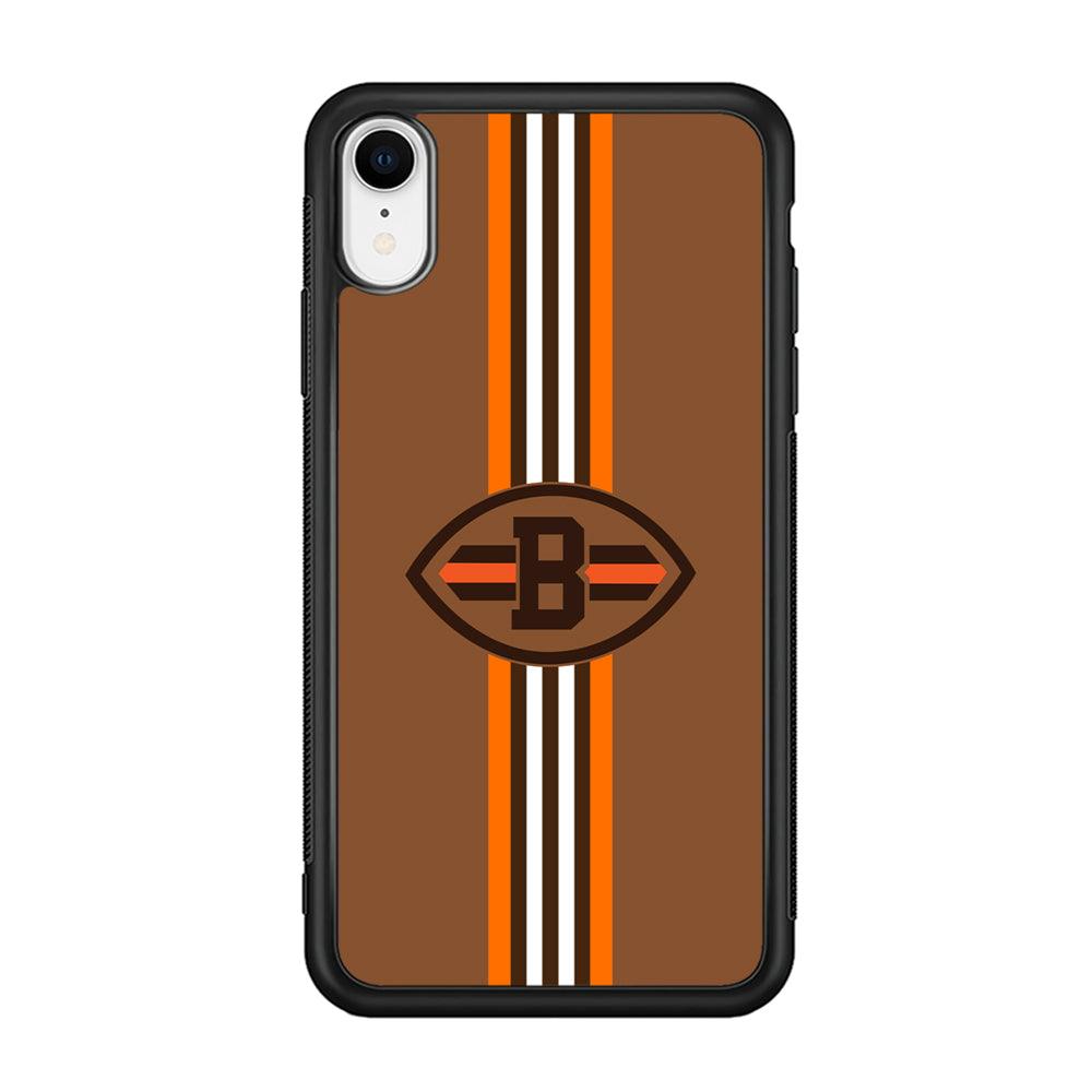 Cleveland Browns Strike Color Pennant iPhone XR Case-Rubber Black (2D Case)-Oxvistore