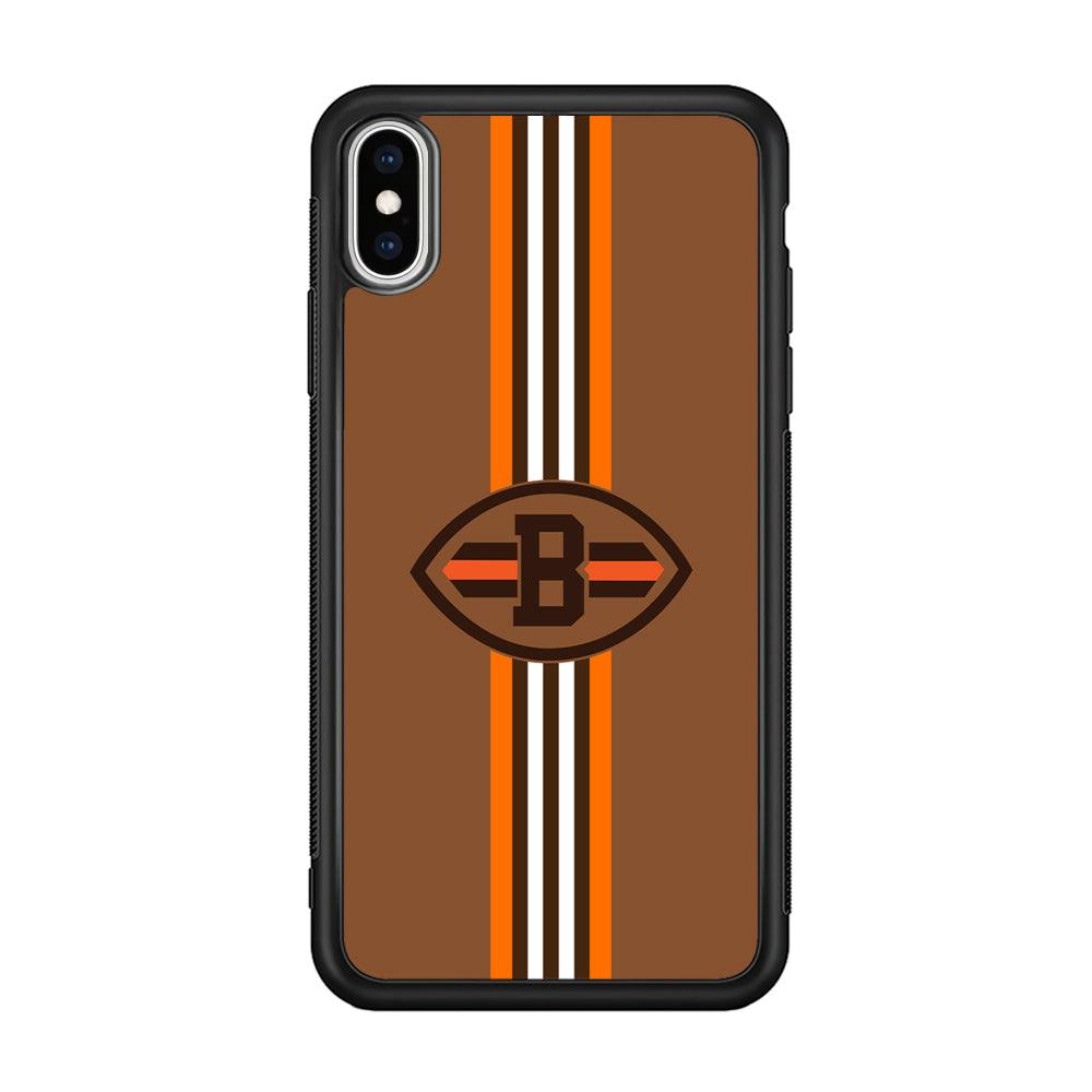 Cleveland Browns Strike Color Pennant iPhone XS Case-Rubber Black (2D Case)-Oxvistore