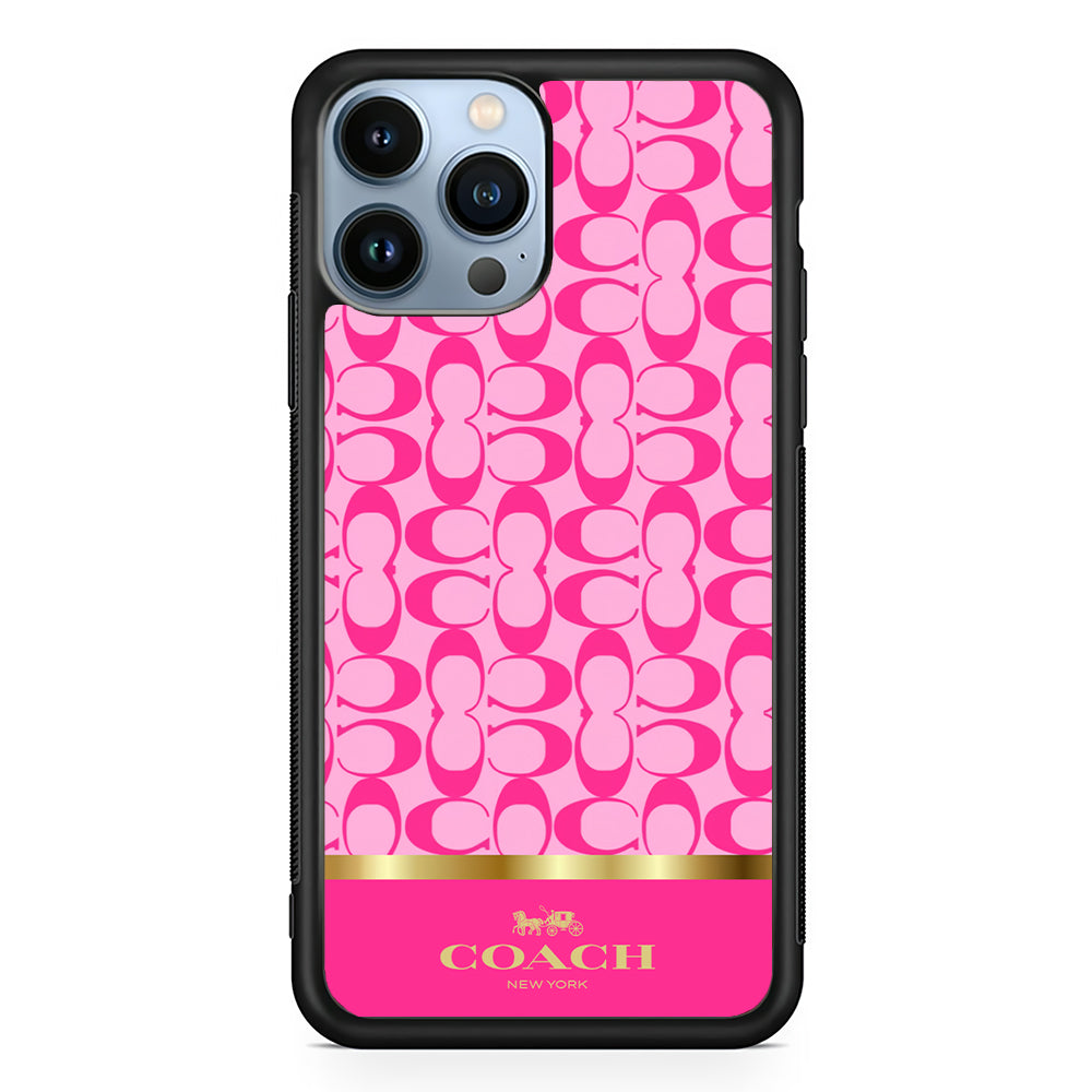 Coach Pink Pattern 2D Rubber Phone Case-Black-Oxvistore