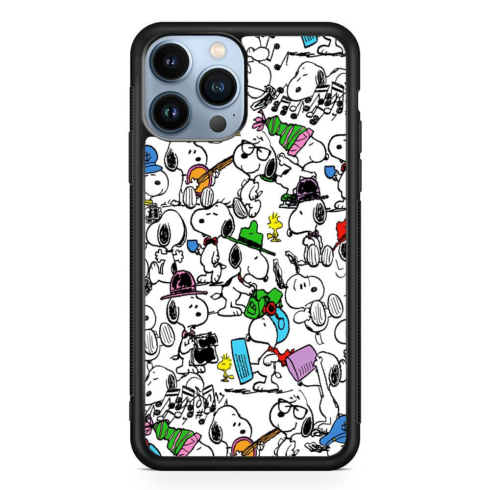Collection of Snoopy Activities 2D Rubber Phone Case-Black-Oxvistore