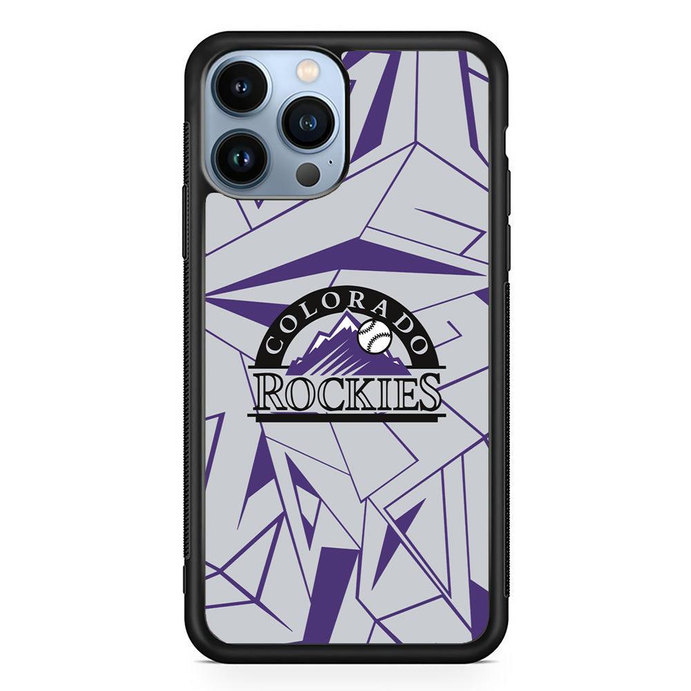 Colorado Rockies Line on Purple iPhone 14 Pro Max Case-Rubber Black (2D Case)-Oxvistore