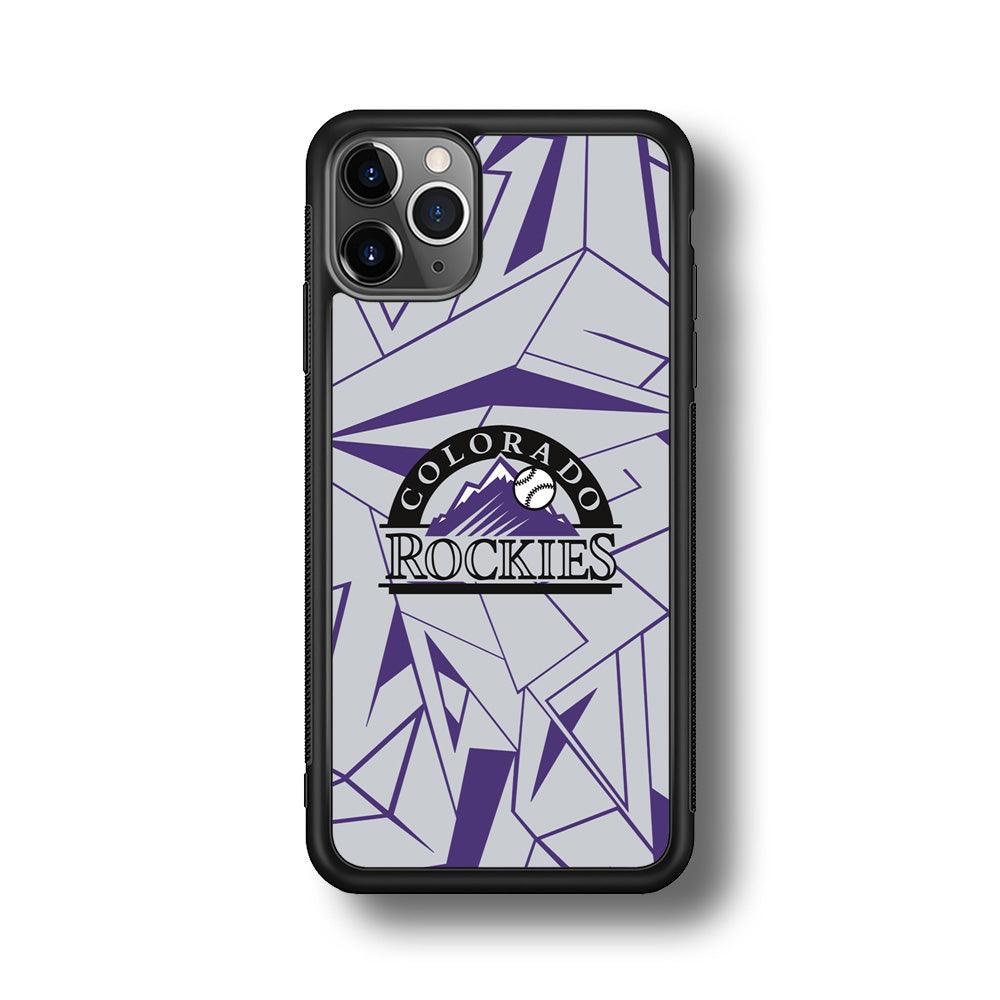 Colorado Rockies Line on Purple iPhone 11 Pro Case-Rubber Black (2D Case)-Oxvistore