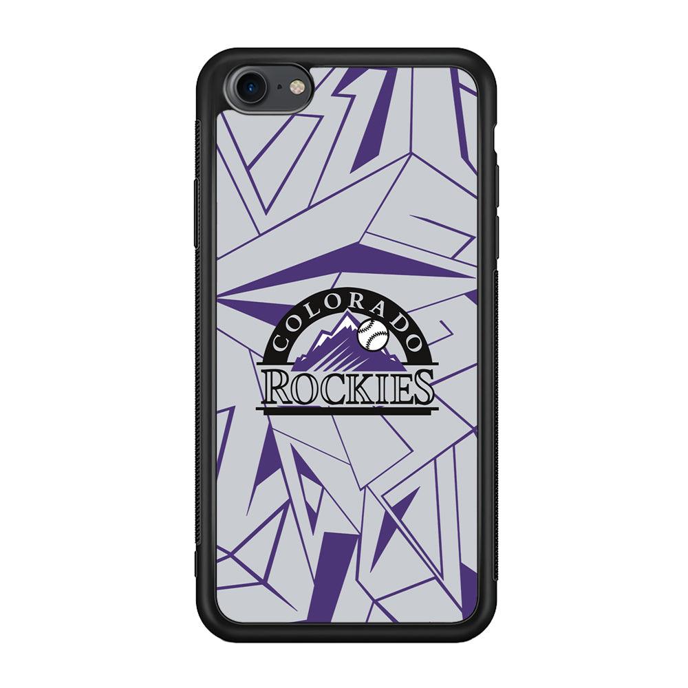 Colorado Rockies Line on Purple iPhone 8 Case-Rubber Black (2D Case)-Oxvistore
