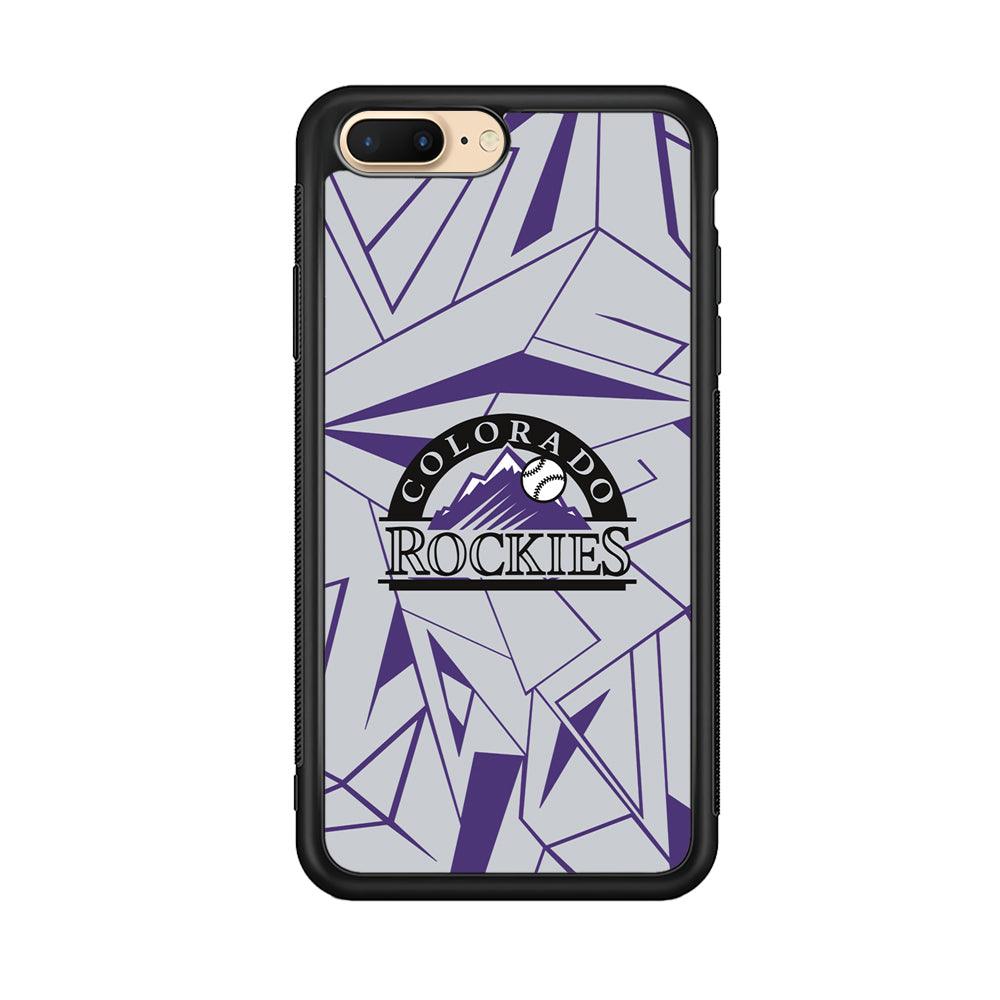 Colorado Rockies Line on Purple iPhone 7 Plus Case-Rubber Black (2D Case)-Oxvistore