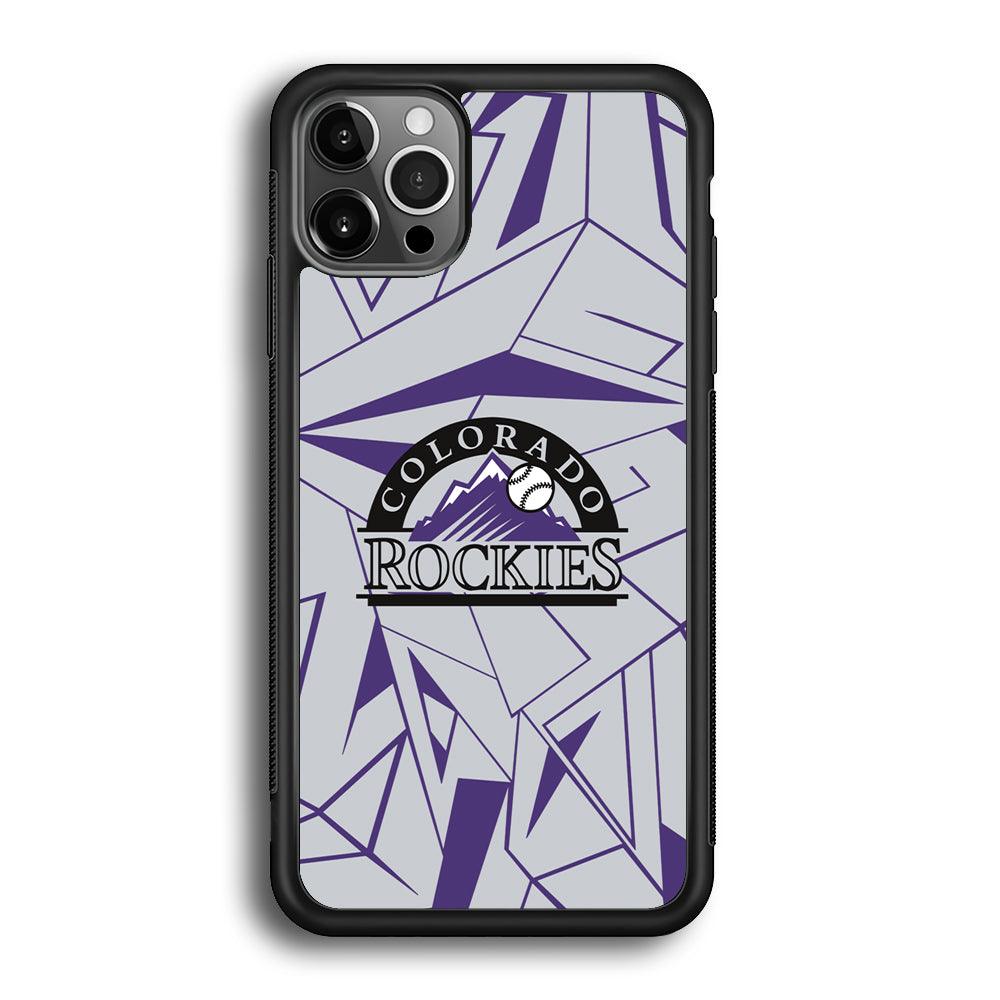 Colorado Rockies Line on Purple iPhone 12 Pro Case-Rubber Black (2D Case)-Oxvistore