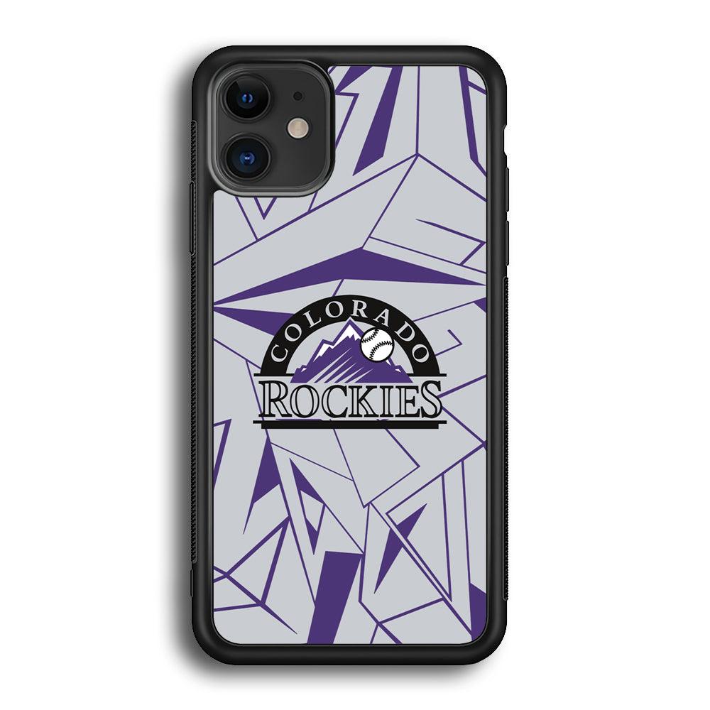 Colorado Rockies Line on Purple iPhone 12 Case-Rubber Black (2D Case)-Oxvistore