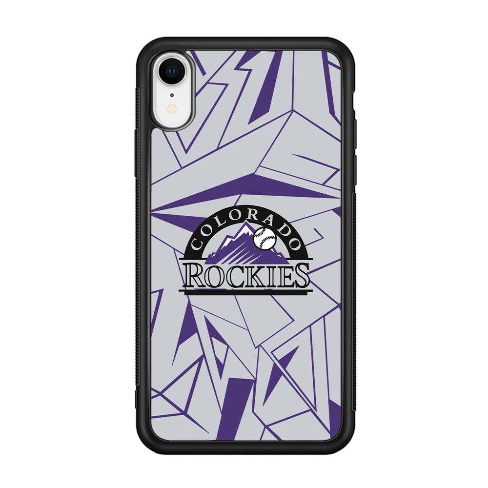 Colorado Rockies Line on Purple iPhone XR Case-Rubber Black (2D Case)-Oxvistore