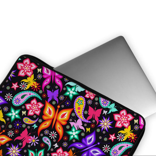 Colorful Butterflies on Black Laptop Sleeve Protective Cover-Oxvistore