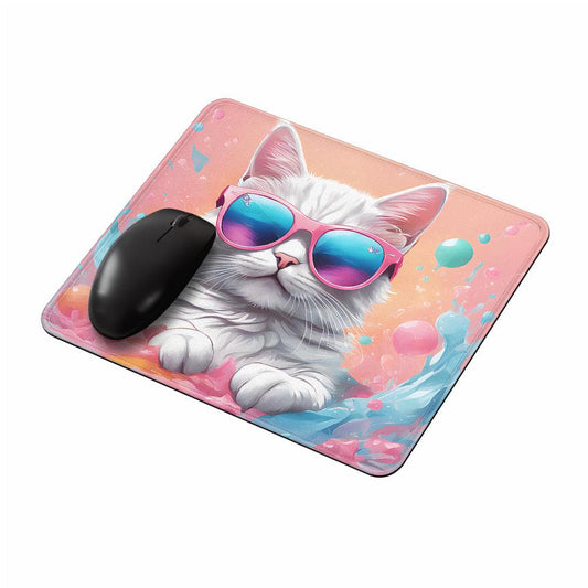 Colorful Cat With Glasses Mouse Pads-Oxvistore